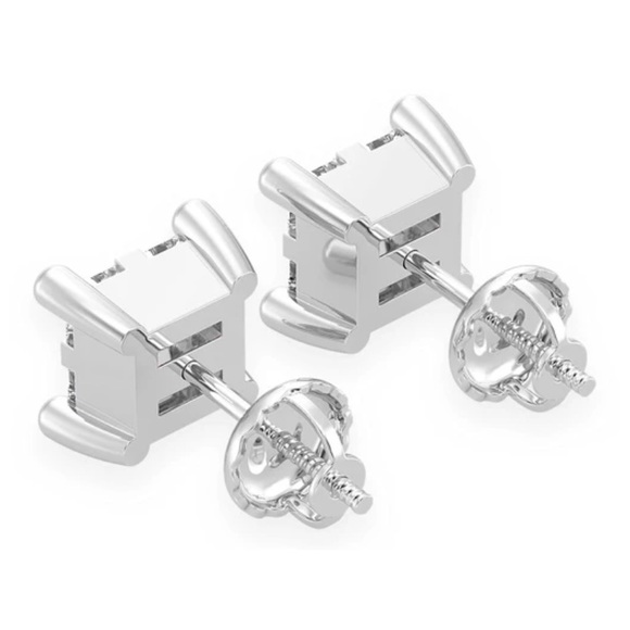 1.00ctw quad stud diamond stud earrings 14k solid gold - Picture 4 of 9